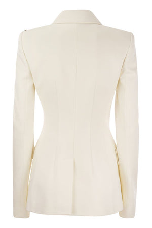 女性用ダブルブレストフィットジャケット（ホワイト）- SS24コレクション