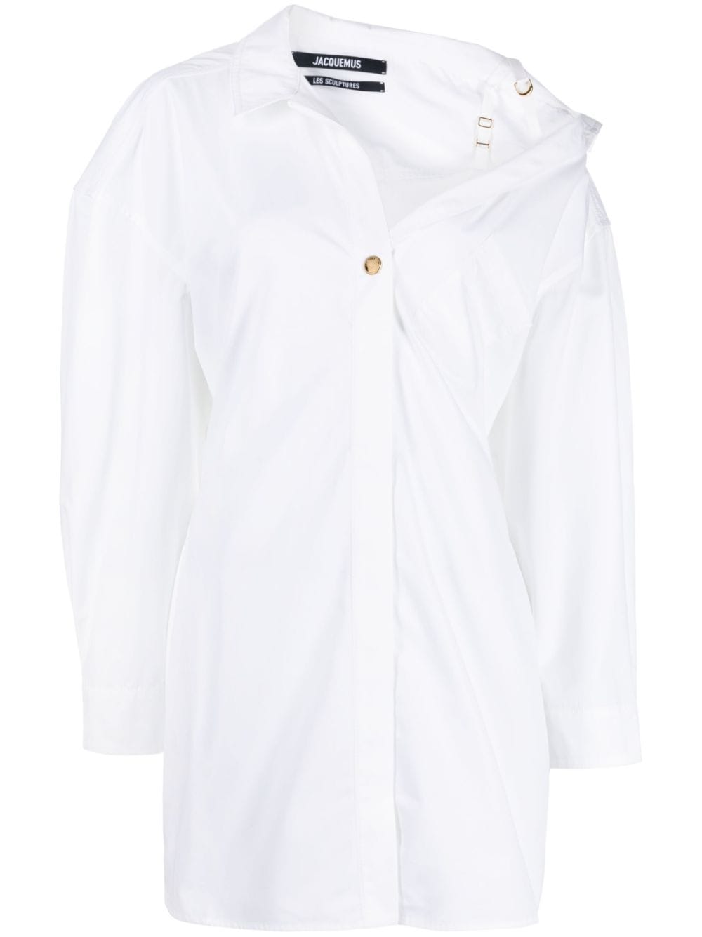 アシンメトリーホワイトコットンドレス（女性用・広い袖）