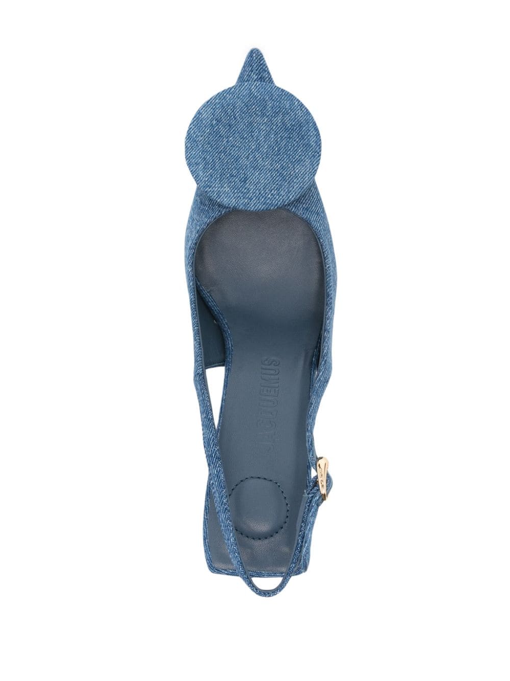 Blue Cotton and Leather Twill Weave Slingbacks for Women