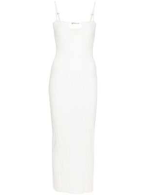 JACQUEMUS The Sierra Bretelles Dress - Off-White Ribbed Knit Bodycon Dress for Women