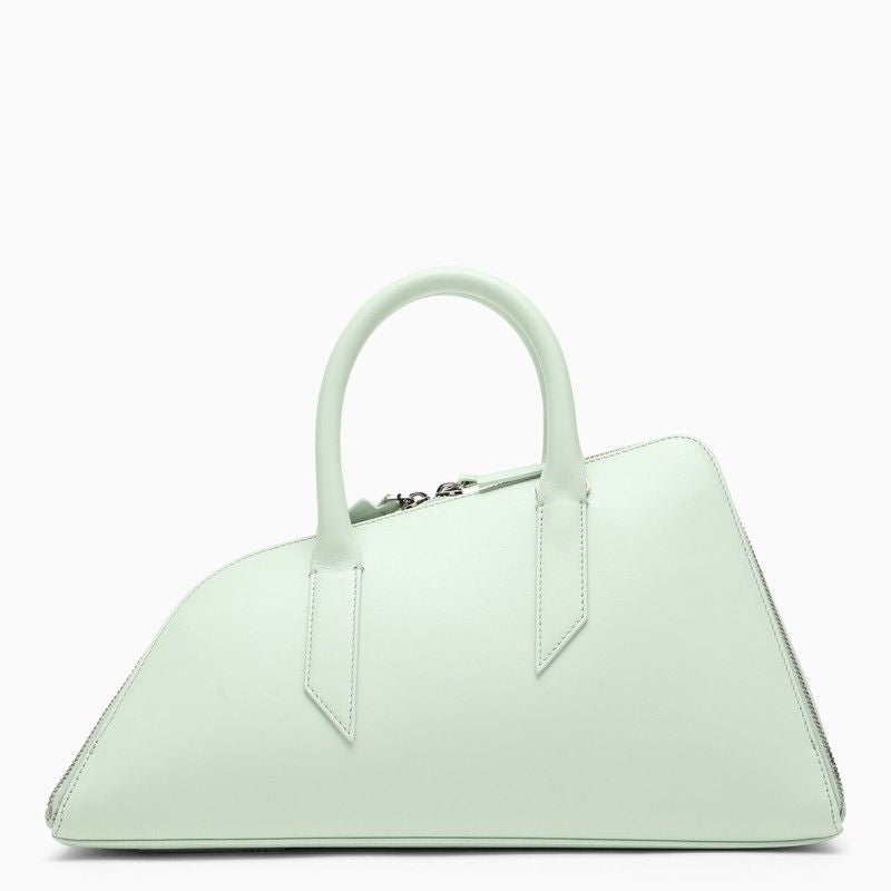 Smooth Aquamarine Leather Top-Handle Handbag for Women