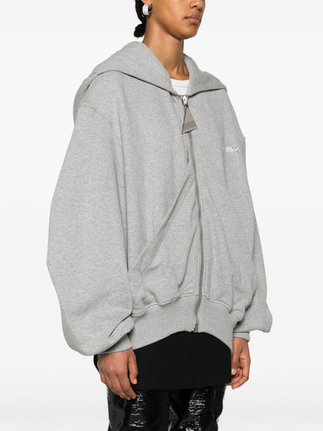 THE ATTICO Draped Logo-Embroidered Cotton Hoodie for Women