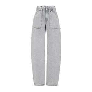 THE ATTICO Effie Long Cotton Pants - Grey