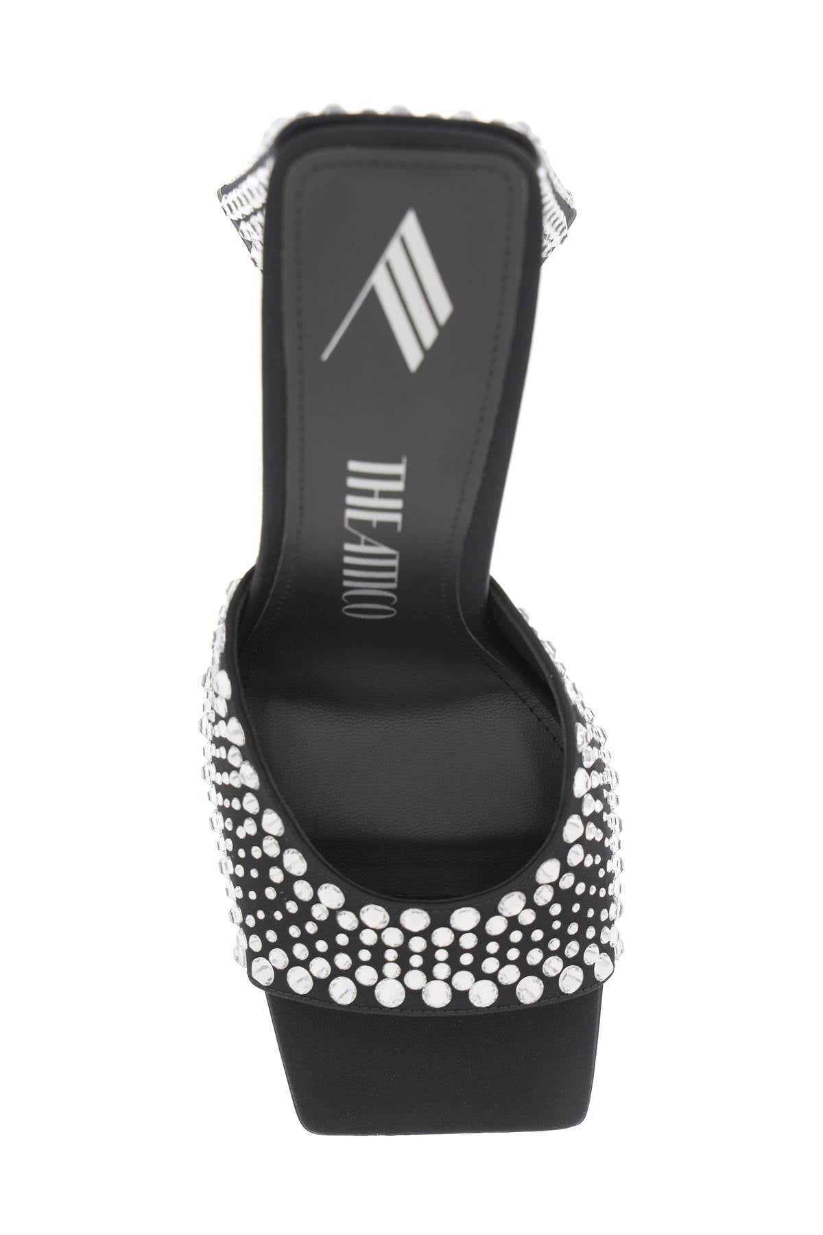 THE ATTICO Crystal-Studded Satin Flat with Pyramid Heel for Women
