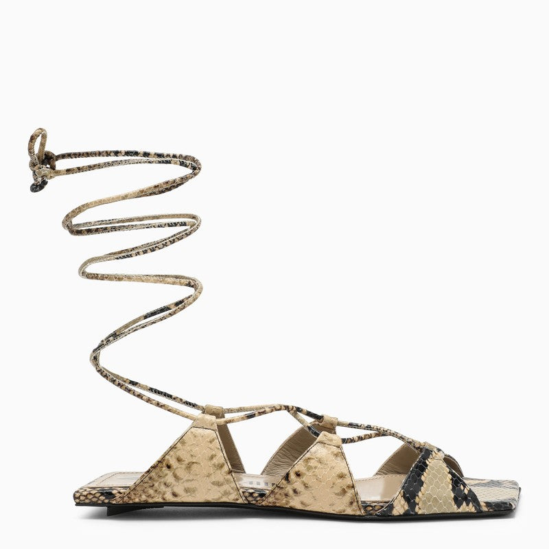 THE ATTICO Women's Low Sandals with Animal Motif in Multicolor for SS24