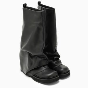 黑色Slouchy皮革女士戰靴 (SS24新款)