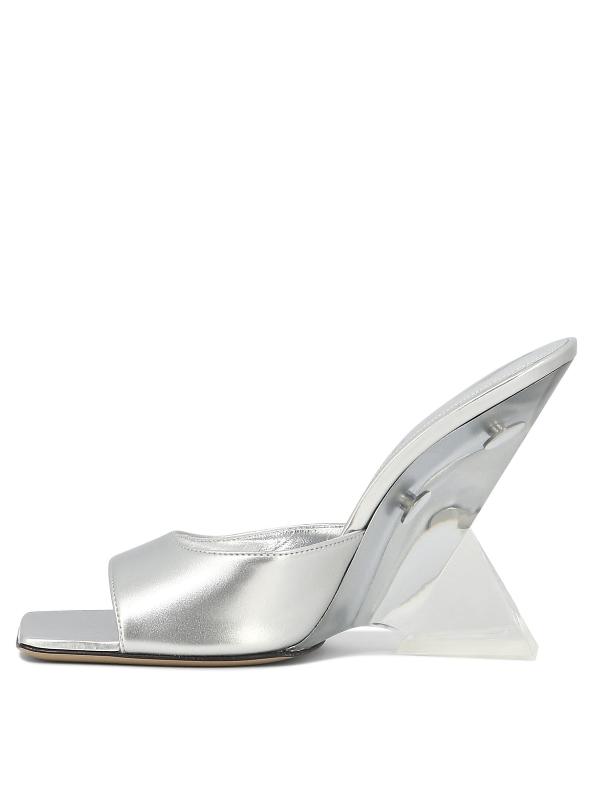 Gray Pyramid Wedge Slip-On Sandals for Women