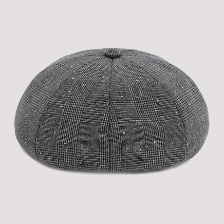 DIOR HOMME Men's Grey Wool-Blend Canvas Cap with Prince of Wales Motif