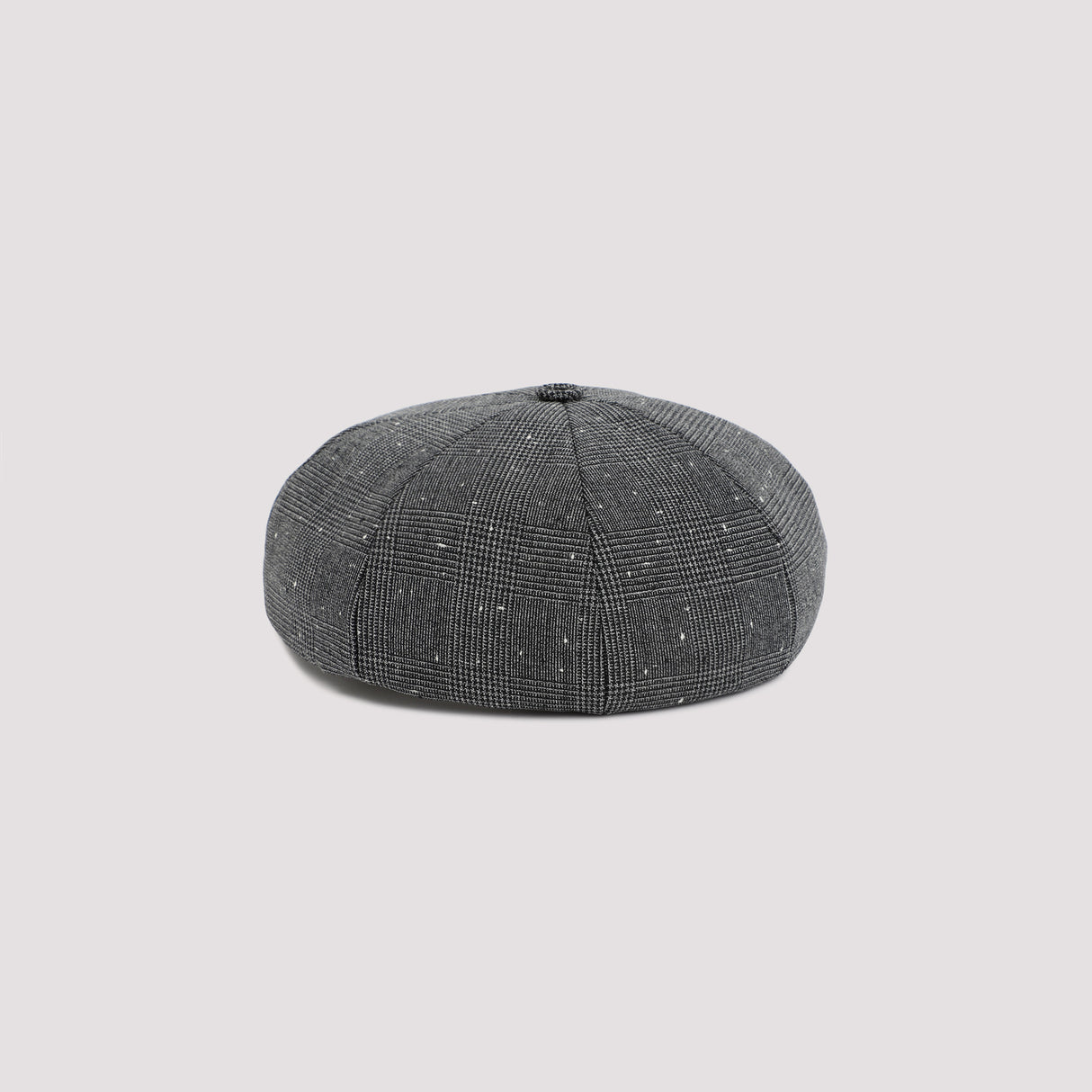 DIOR HOMME Men's Grey Wool-Blend Canvas Cap with Prince of Wales Motif