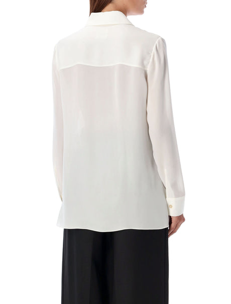 KHAITE Silk Ruffle-Trimmed Button-Up Shirt