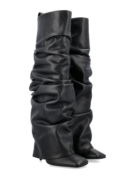 THE ATTICO Knee-High Slouchy Leather Stiletto Boots