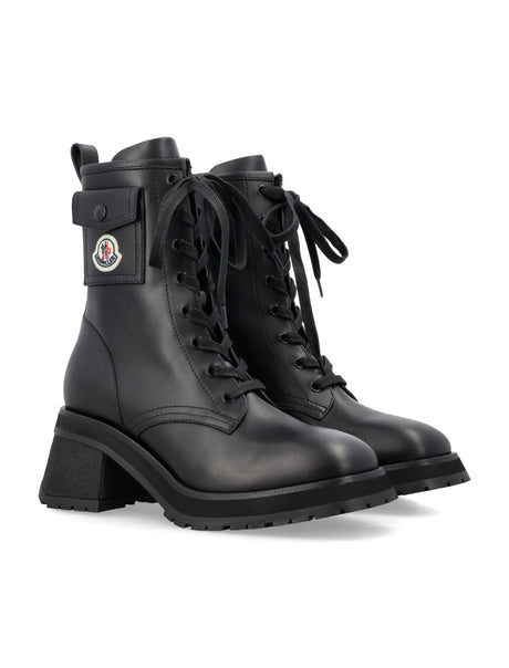 MONCLER Elegant Leather Ankle Boots with Pocket Detail
