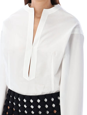 ALAIA White V-Neck Body Shirt for Women - FW24 Collection