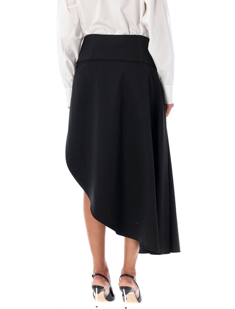ALAIA Asymmetric High-Waisted Midi Skirt