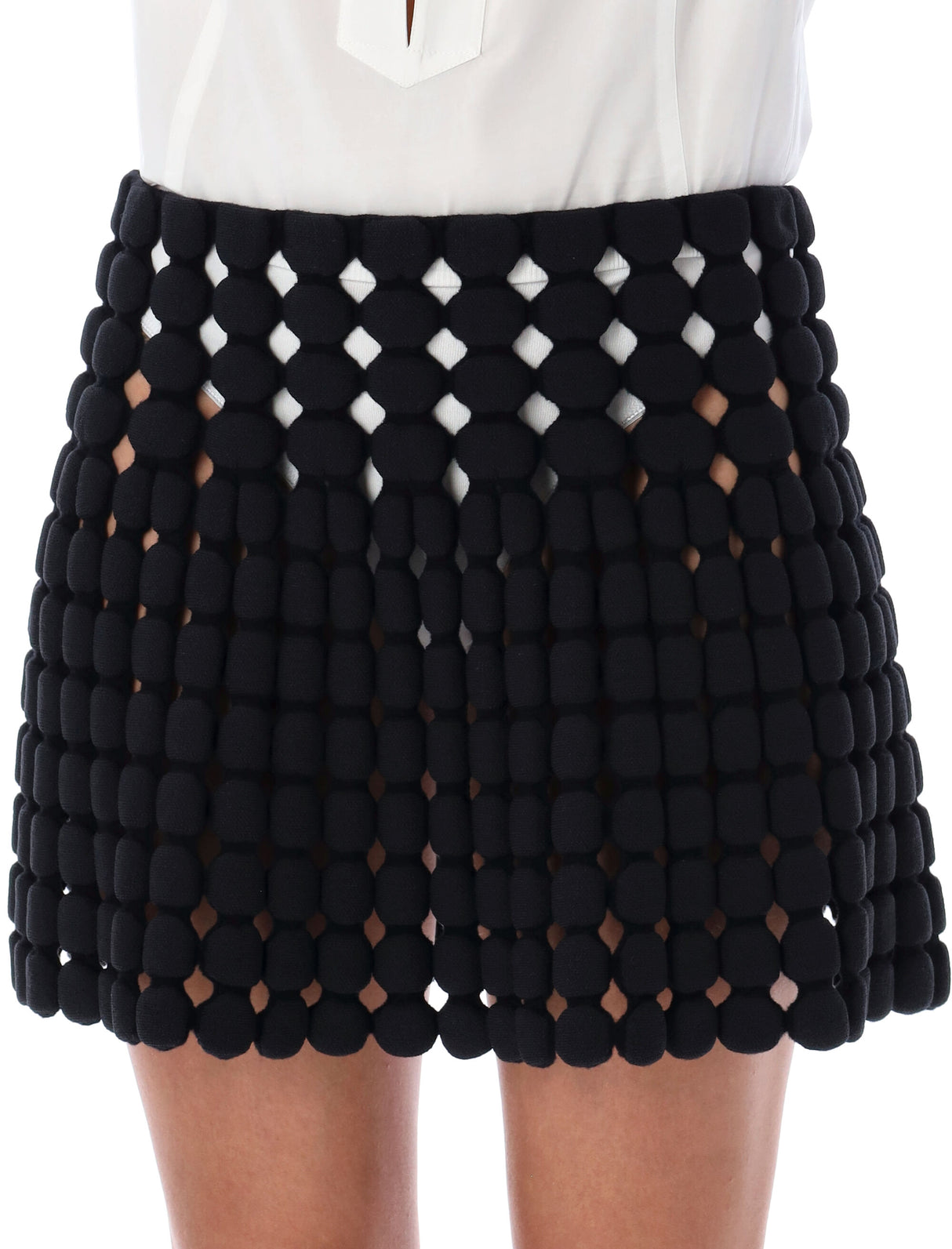 Chân váy mini đen bằng len cao cấp - Bộ sưu tập Thu Đông 2024