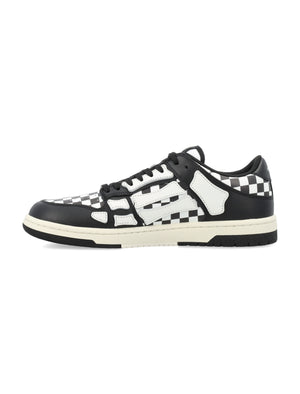 AMIRI Black Checkered Leather Low Top Sneakers for Men