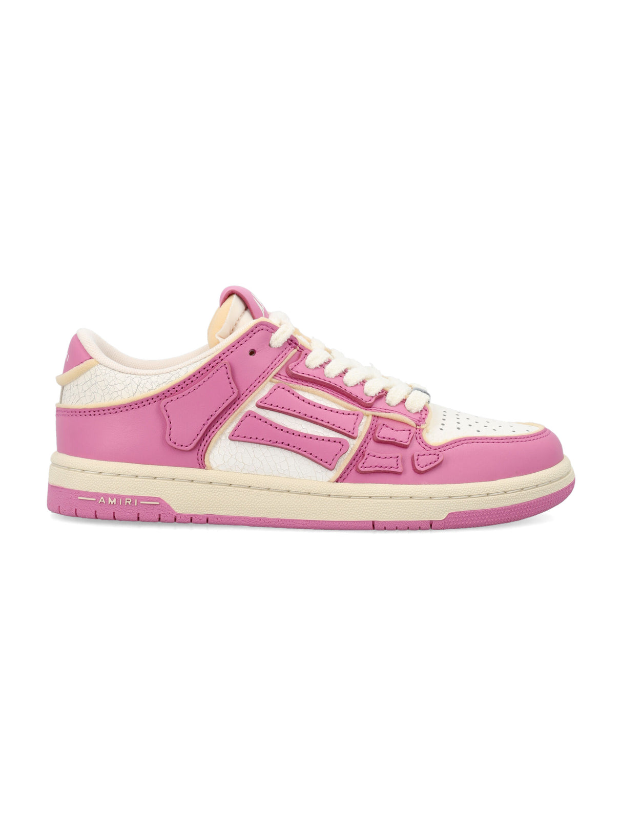 粉色低幫裂紋皮質女鞋 - FW24