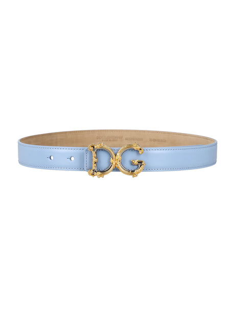 DOLCE & GABBANA Baroque Gold Buckle Leather Belt, 3.5cm
