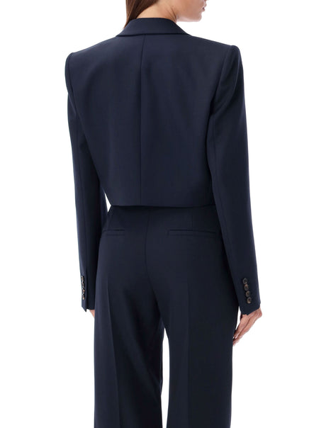CHLOÉ Eclipse Blue Cropped Tailored Wool Jacket