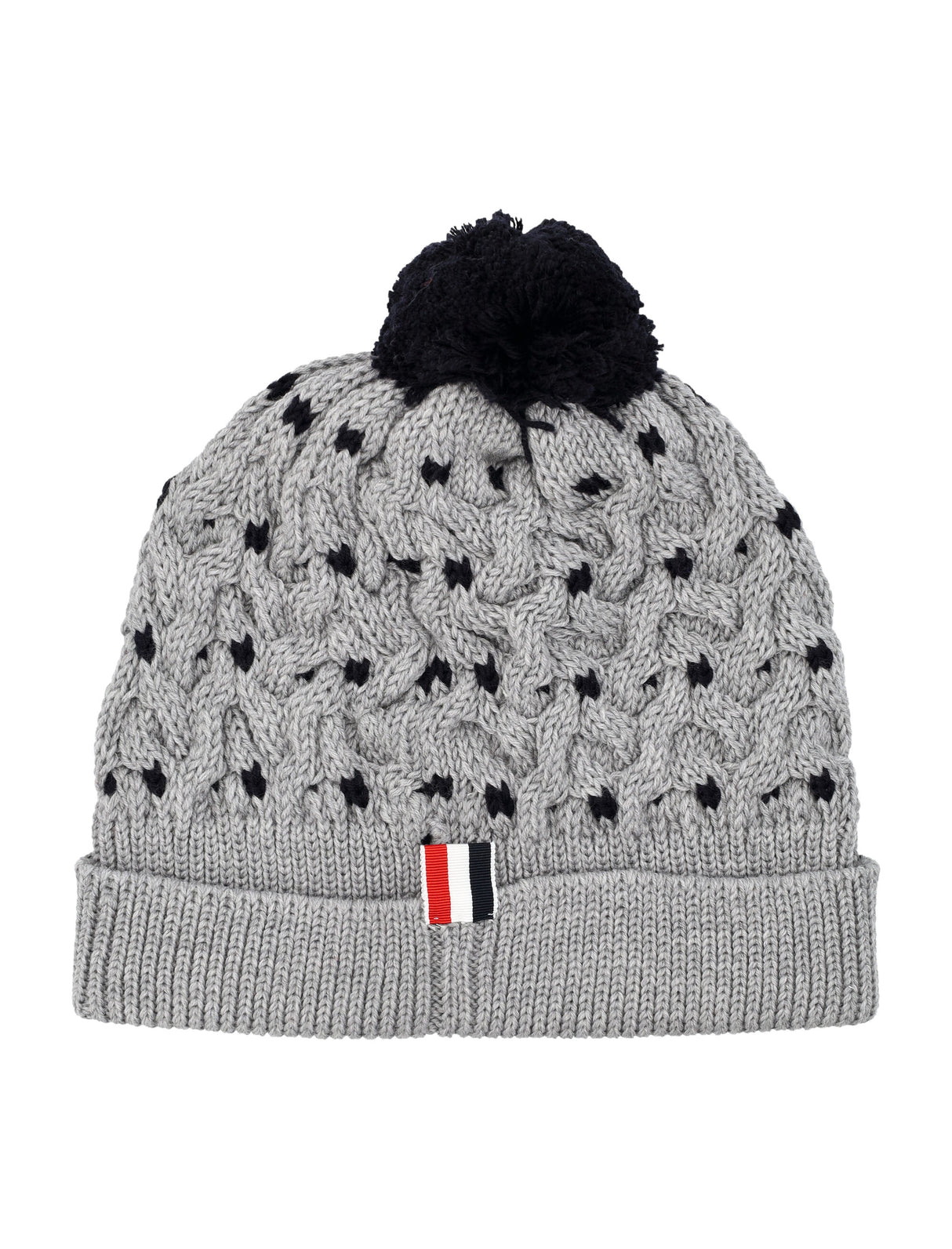 THOM BROWNE CABLE HAT WITH 4/BAR STRIPE