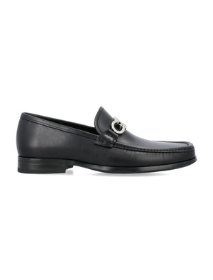 FERRAGAMO Black Leather Chris Loafer with Gancini Hook for Men - SS24 Collection
