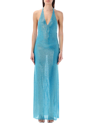 深藍色蕾絲镶嵌長洋裝 – Giuseppe di Morabito