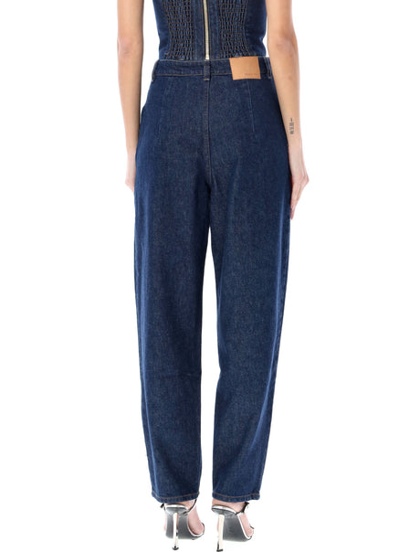 MAGDA BUTRYM Navy Blue Oversized Denim Pants with High-Rise Waist for Women