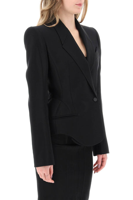 Structured Black Viscose and Wool Jacket - SS24 Collection