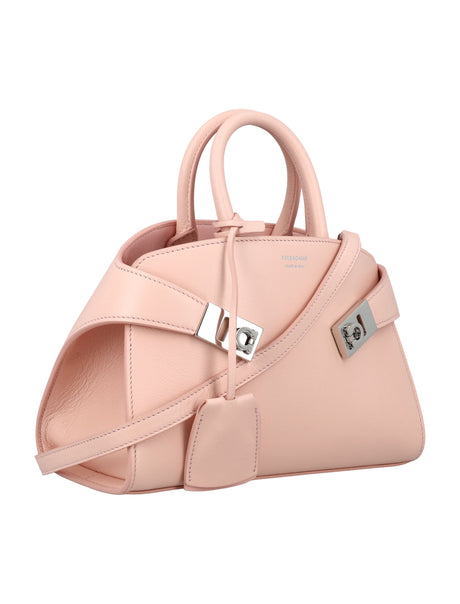 FERRAGAMO Chic Mini Leather Handbag with Detachable Strap & Charm in Nyland Pink
