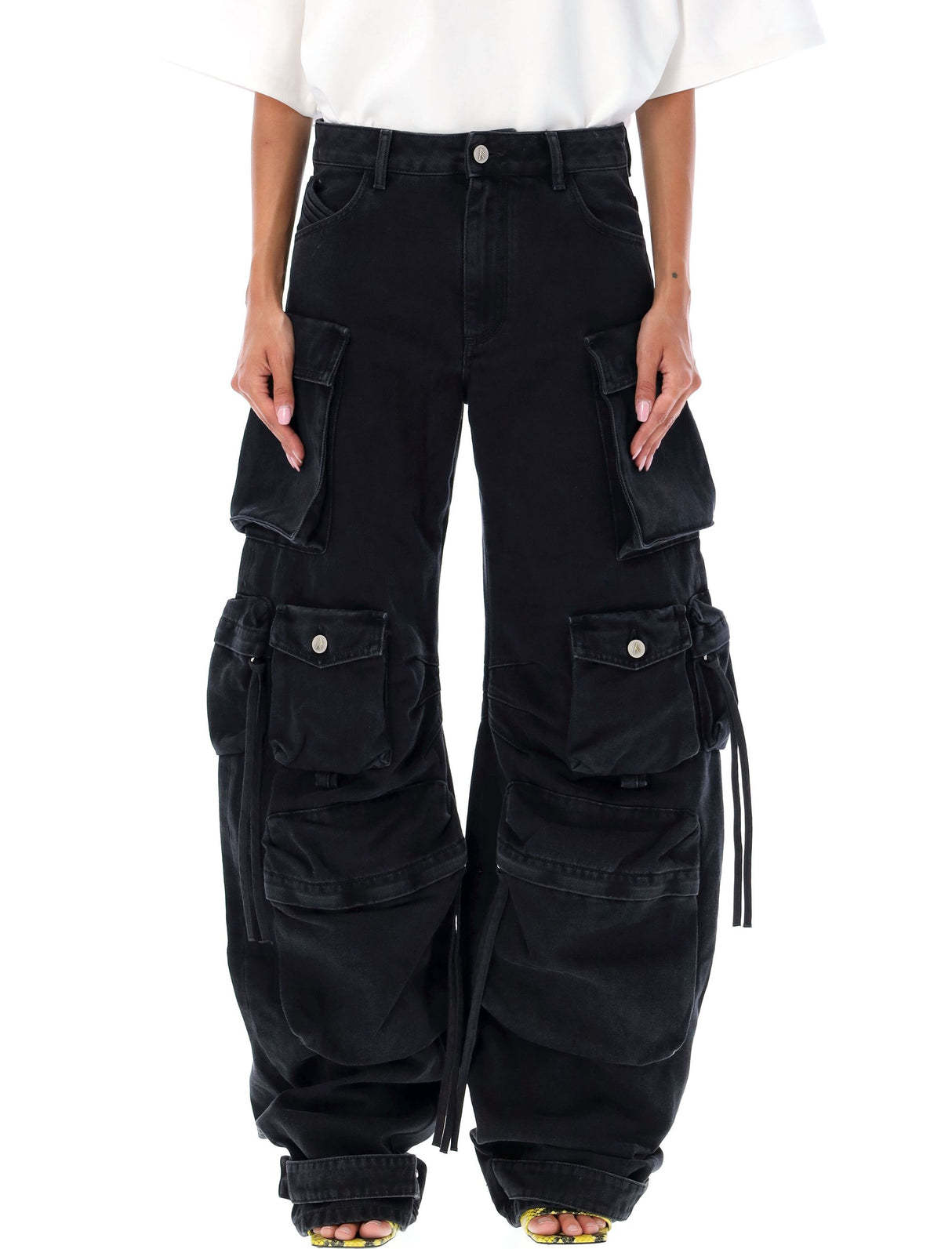 THE ATTICO Stained Black Camouflage Long Pants for Women