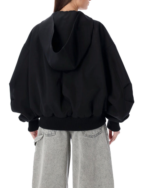 秋冬女装：黑色纯羊毛格芭丁夹克（帽子设计，偏大的版型）
