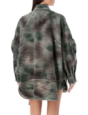 THE ATTICO Green Camouflage Overshirt Jacket for Women
