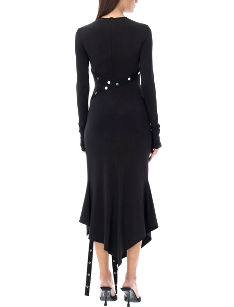 Váy đen tối đa rất hiếm với chi tiết viền cách điệu và khóa trang trí cho phụ nữ