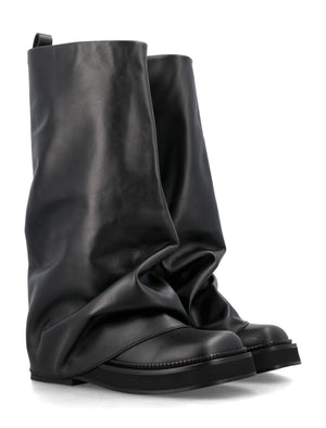 Women's Combat Robin Boots with Square Toe and Metal Logo Detail