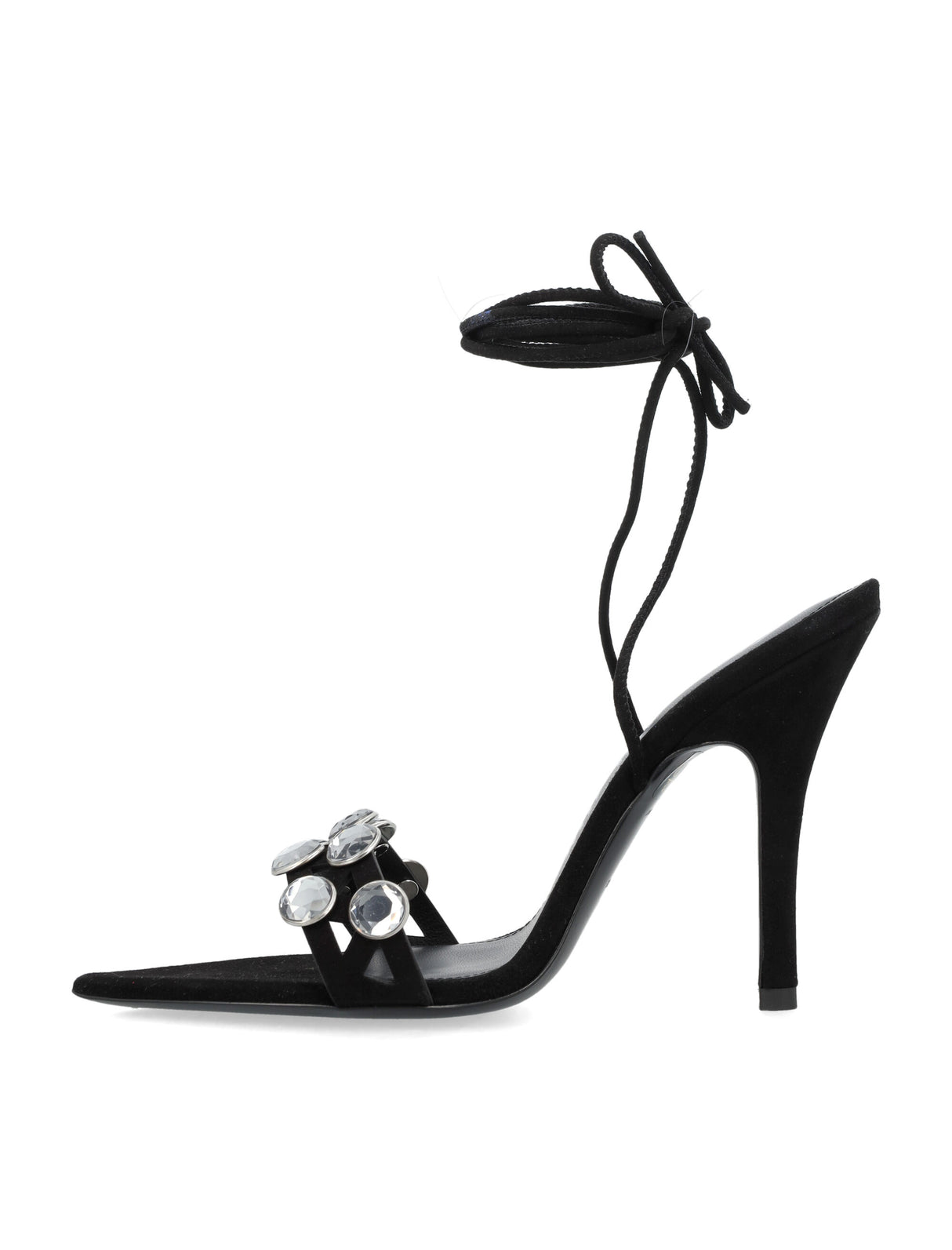 Black Grid Sandals with Crystal Detail by The Attico
