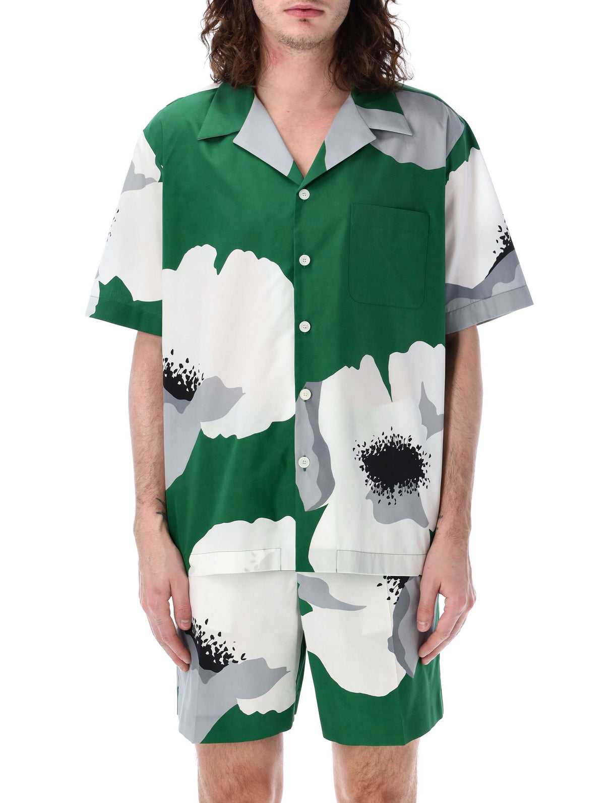 Men's Floral Print Poplin Bowling Shirt
