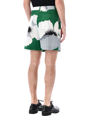 VALENTINO GARAVANI Floral Print Bermuda Shorts for Men in Smerald/Grey for SS24