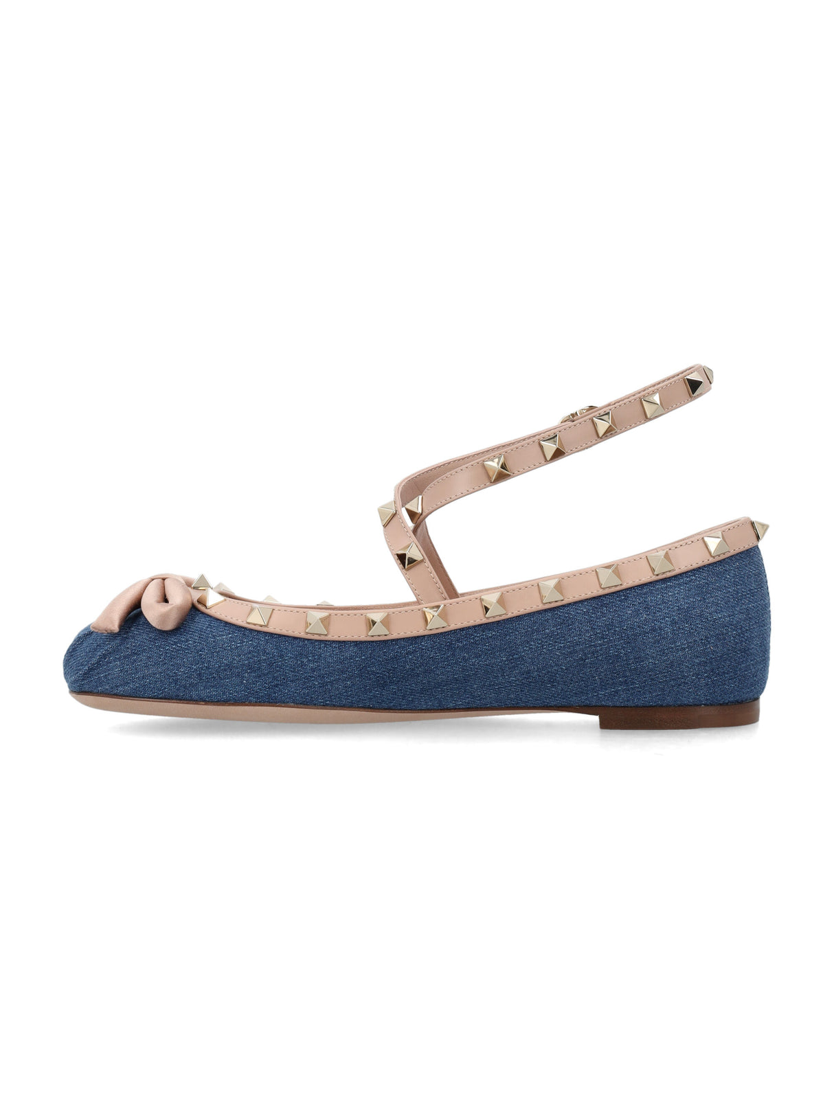 Denim Rockstud Flats in Rose and Canelle for Women