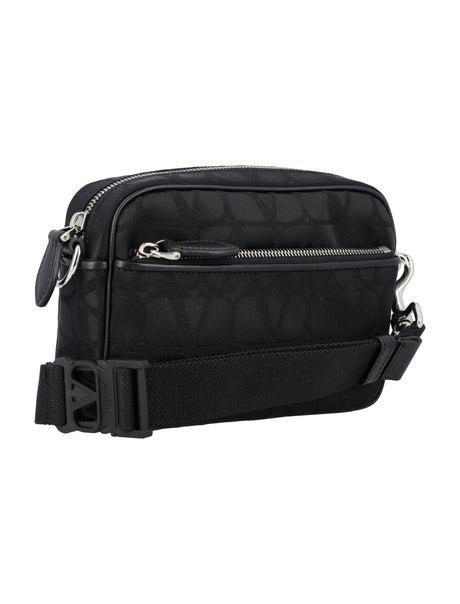 VALENTINO GARAVANI Black Toile Iconographe Shoulder Handbag for Men - SS24 Collection