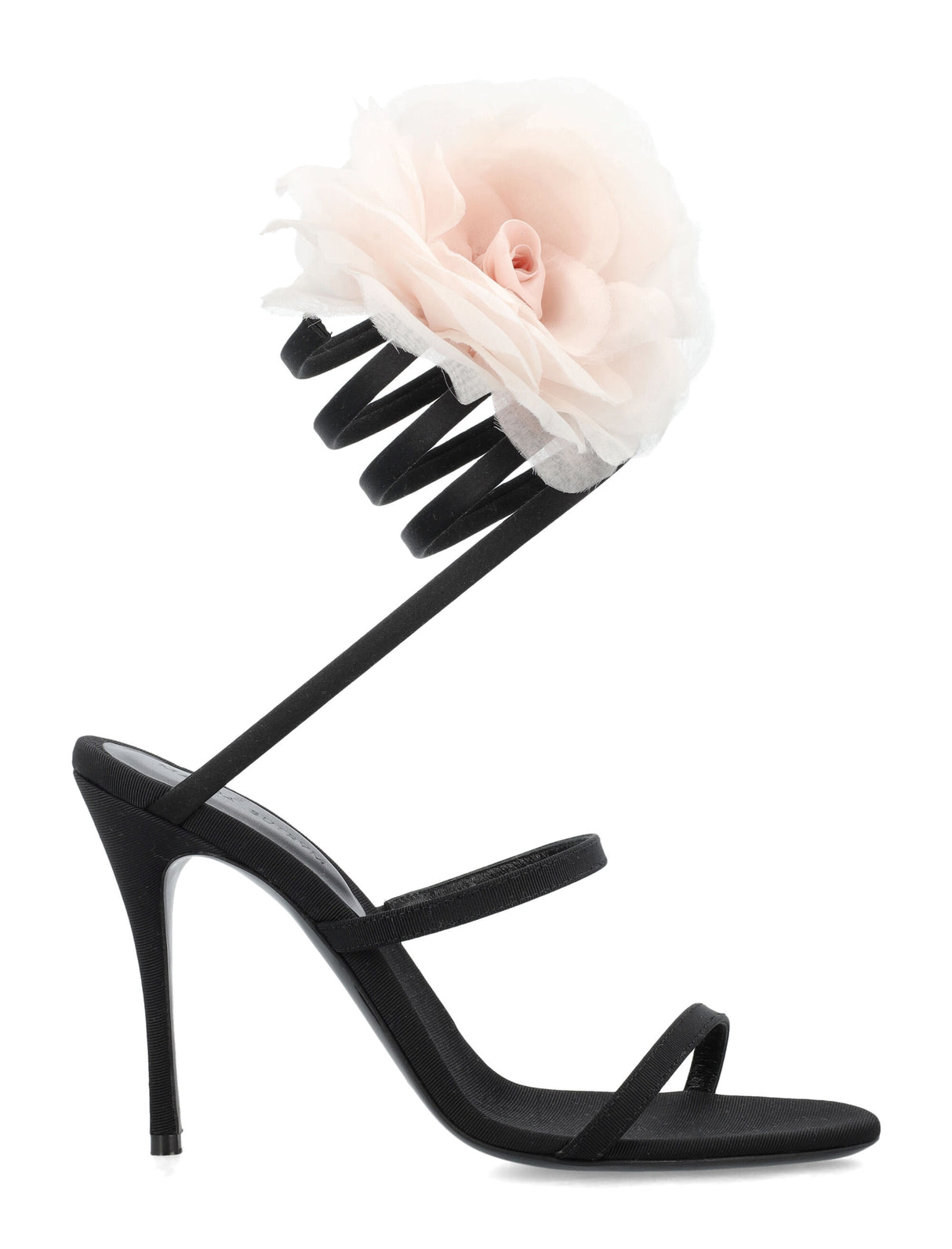 MAGDA BUTRYM Romantic Silk-Light Knit Pink Flower Heel Sandals for Women