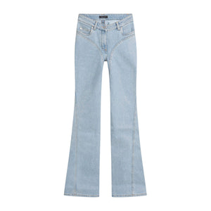 MUGLER Navy Cotton Jeans for Women - SS24 Collection