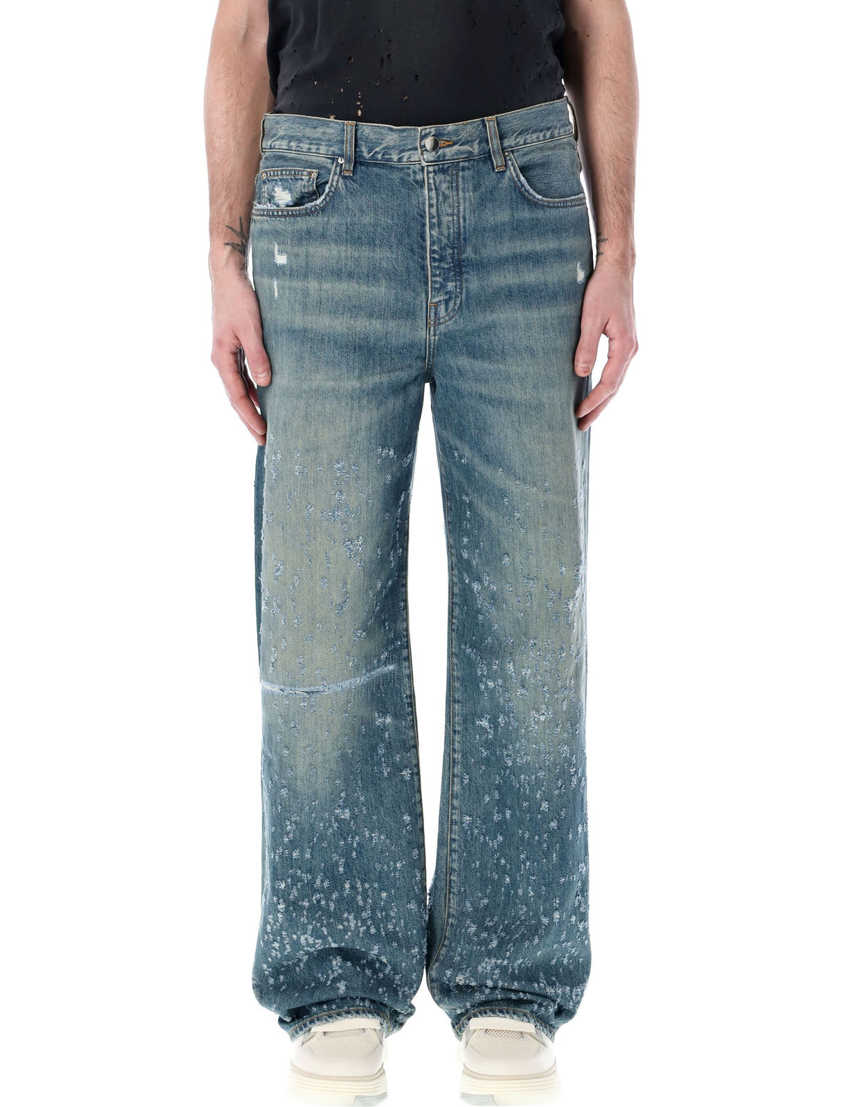 AMIRI Distressed Indigo Cotton Jeans for Men - Classic Style for SS24