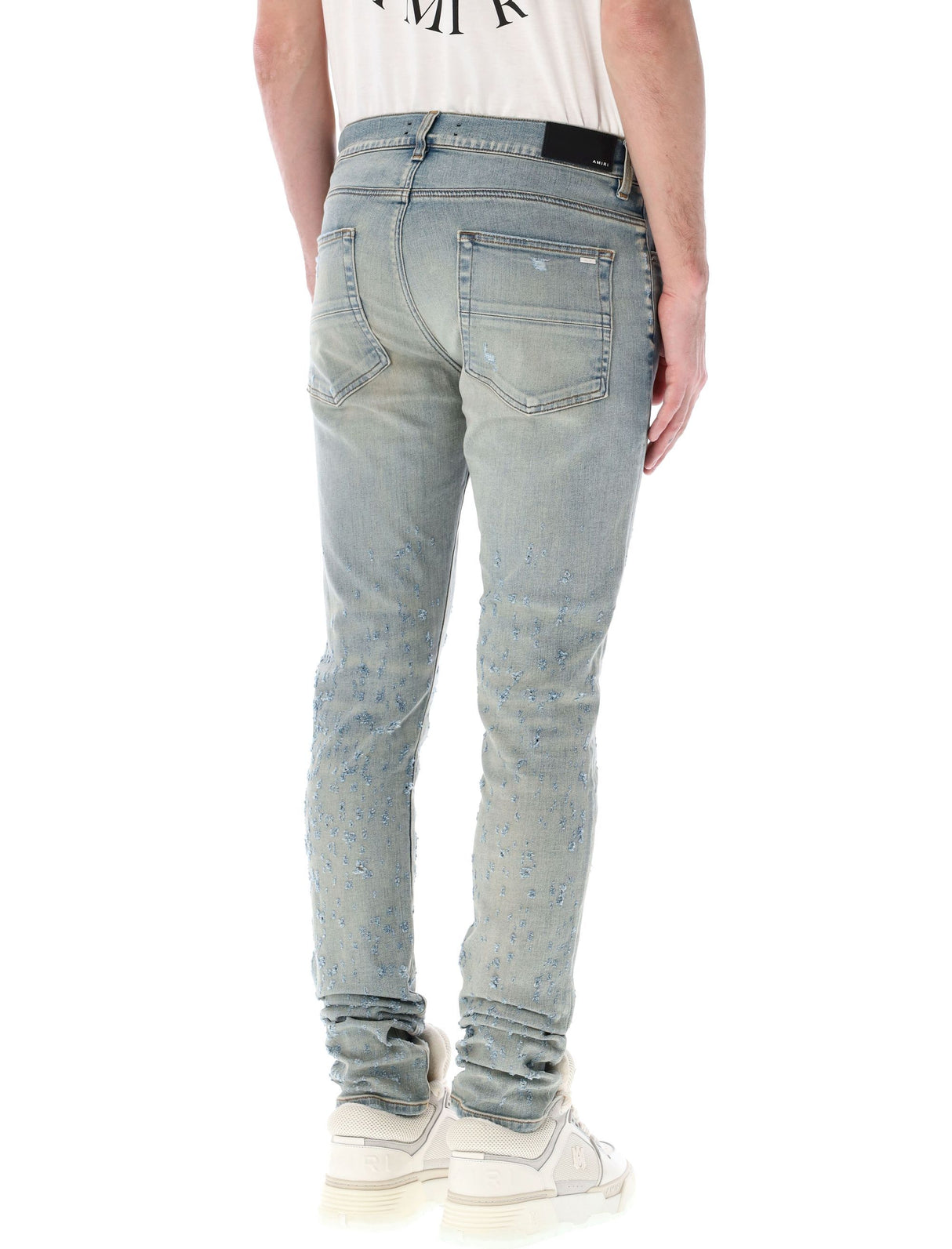 AMIRI Antique Indigo Shotgun Skinny Jeans for Men - Cotton Blend, Distressed, Skinny Fit