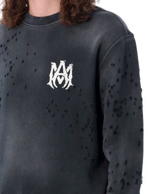 AMIRI Cotton Shotgun Sweatshirt for Men - Distressed Black SS24