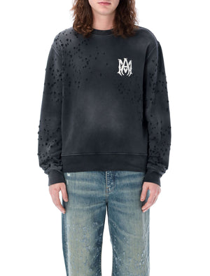 AMIRI Cotton Shotgun Sweatshirt for Men - Distressed Black SS24
