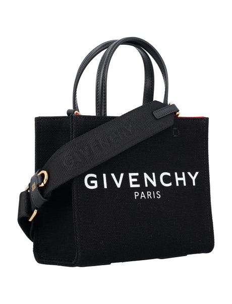 GIVENCHY Mini Canvas and Leather Tote Handbag with Printed Logo and Adjustable Strap, Black - 16x20x8 cm