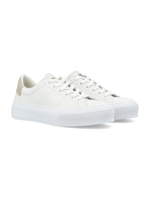 GIVENCHY White and Beige Low Top CITY SPORT LACE-UP Sneakers for Women