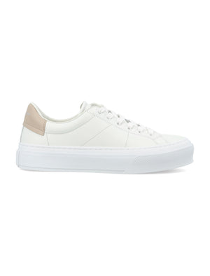 GIVENCHY White and Beige Low Top CITY SPORT LACE-UP Sneakers for Women