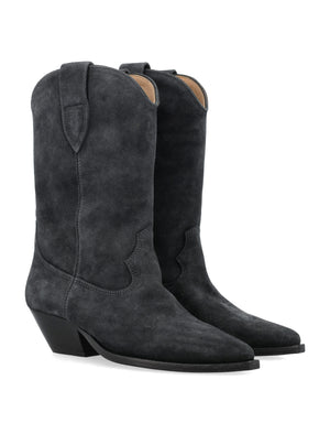 Faded Black Suede Cowboy Boots by Isabel Marant