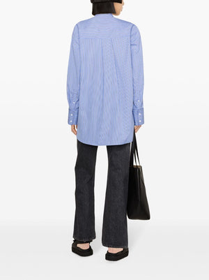 蔚藍條紋棉質女式襯衫 - SS24系列